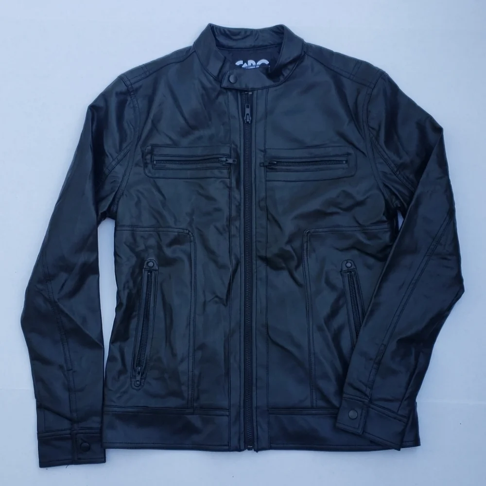 NEW G BY GUESS Hayward Faux-Leather Jacket SZ S